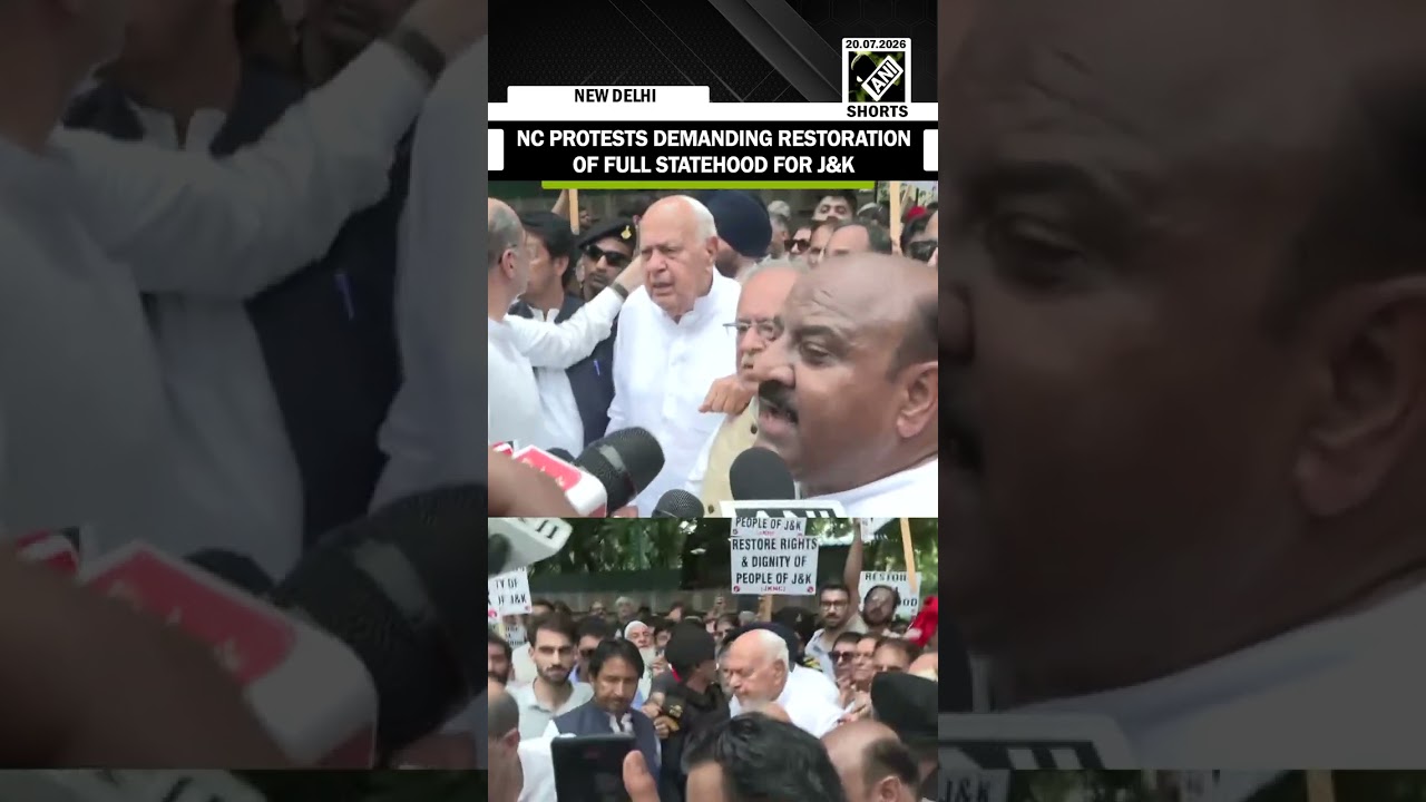National Conference protests in Delhi demanding restoration of full statehood for Jammu & Kashmir