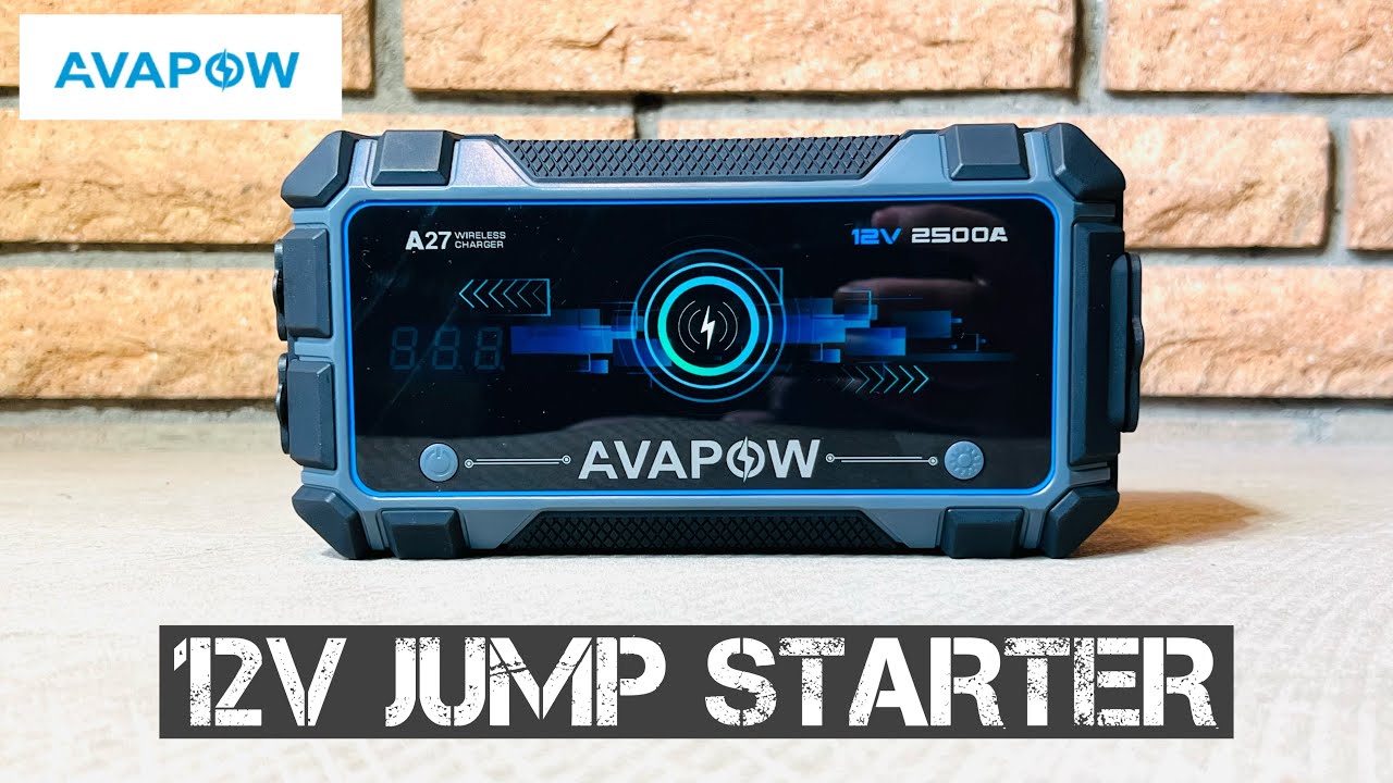 Avapow A27 Portable 12V Battery Jump Starter (2500 Amp Peak • 8 Liter Gas & Diesel)
