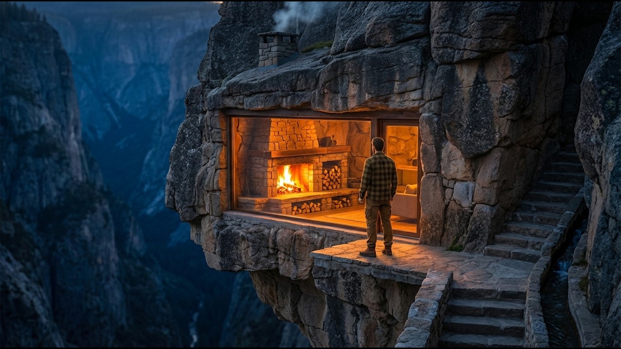 Building a Cliff House (ASMR) – This Man Turned a Cliff into a Home by Himself