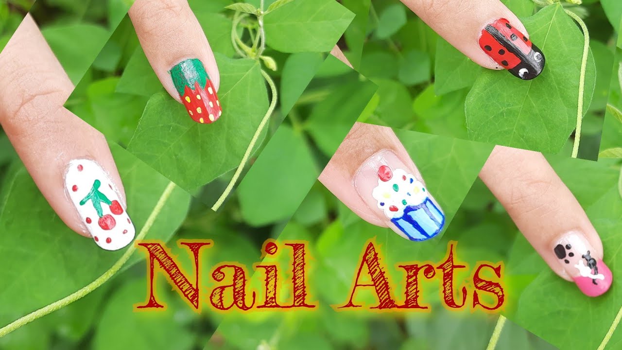 Easy Nail Art 💅 Tutorials || Cherry🍒,Strawberry 🍓,Cupcake🧁,Cats love❤,Bug🐞 Nail Art Tutorials 🥰||