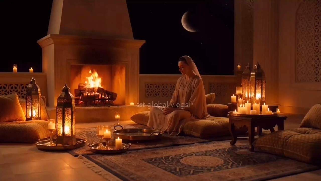Ramadan Fireplace Arabic music | patio  | Ramadan Night Relaxation @sstglobalvlogs