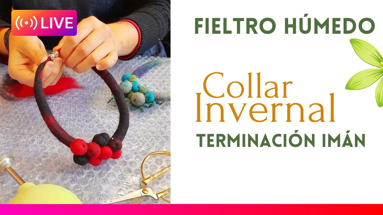 Colla invernal Cierre iman Fieltro húmedo vellón merino / wet felted necklace