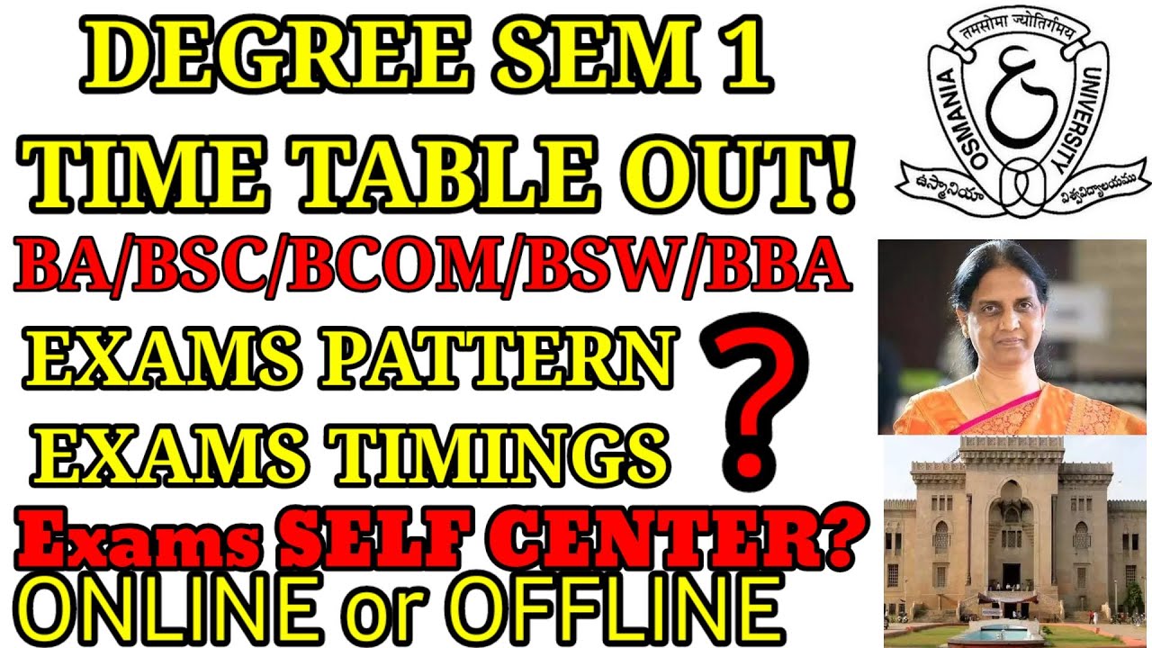 OU Degree exams sem 1 time table out||ts degree exams 2021||Paper pattern||online/offline||ou Exams