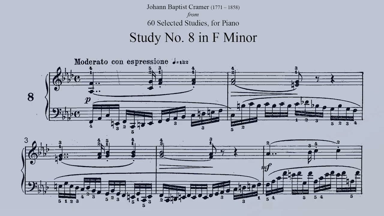 J.B. Cramer: Study No. 8 in F Minor, from 60 Selected Studies, for Piano