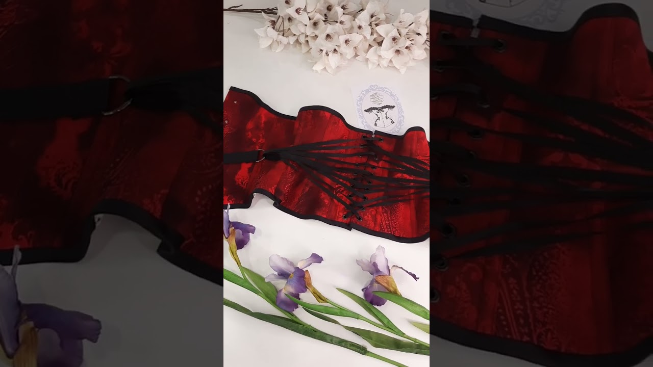 Red corset with fan lacing
