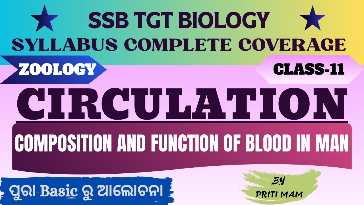 SSB TGT ZOOLOGY | CIRCULATION (Unit 8) | Class-11 By Priti mam