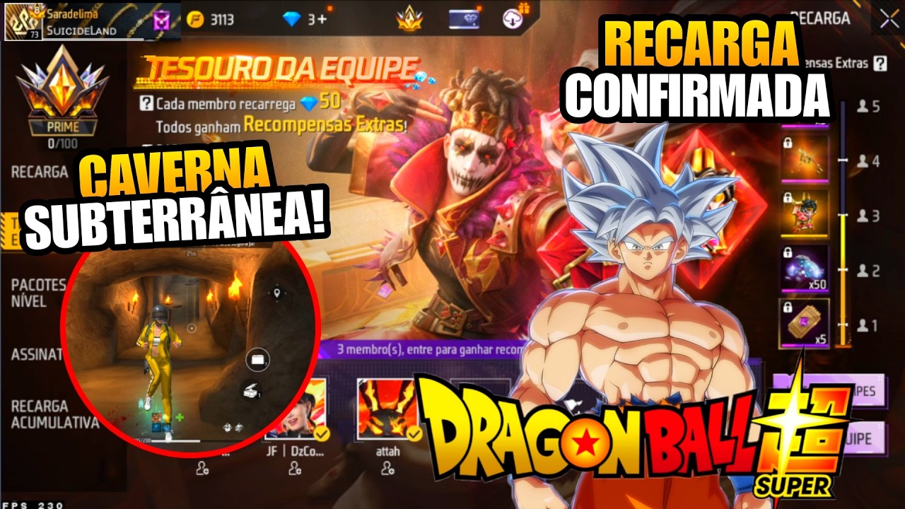 NOVA RECARGA EM GRUPO, DRAGON BALL, BTS, NARUTO CAPITULO 3? FF MAX DESATIVADO NOVIDADES FREE FIRE