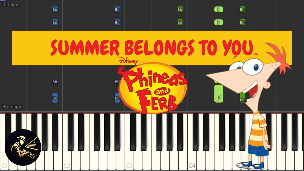 Summer Belongs To You - Phineas & Ferb | Piano Accompaniment Tutorial (Synthesia)