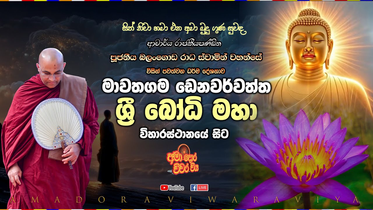 මාවතගම ඩෙනවර්වත්ත ශ්‍රී බෝධි මහා විහාරස්ථානයේ සිට සජීවීව Ven Balangoda Radha Thero Ama Dora