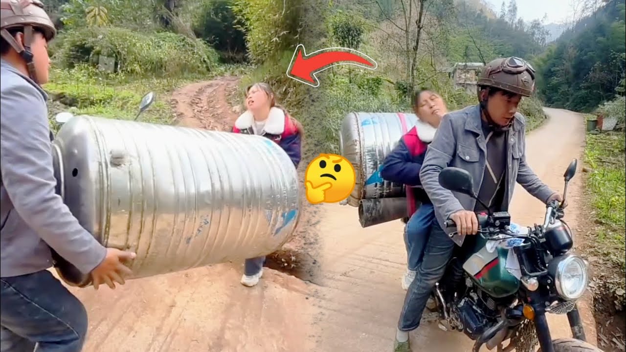 “This Should Be Impossible! Motorcycle Hauls Massive Tank on Steep Road” 