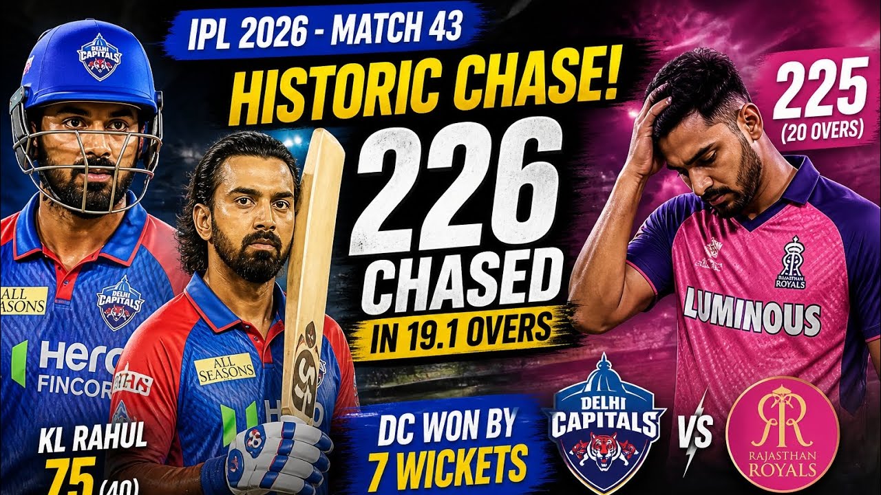 DC ka Historic Chase 🔥 | 226 Run Chase vs RR | KL Rahul 75 🔥 | IPL 2026 Highlights #Dcvs rr #ipl2026