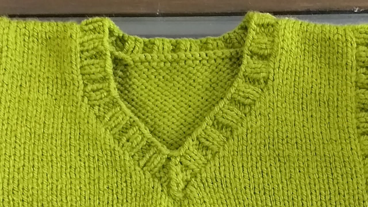 How To Knit V Neck  Border ( Part 2 ) By Clydknits.