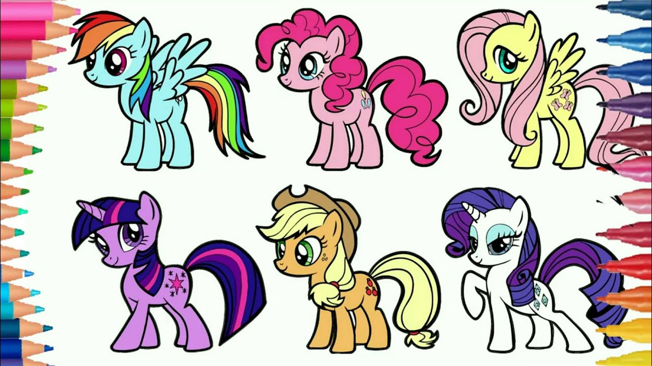 Belajar Menggambar kuda poni dan Mewarnai gambar little pony