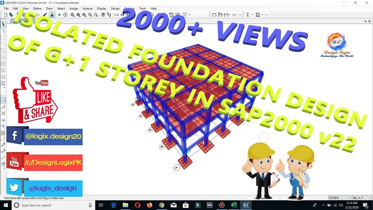 Isolated Foundation Design of G+1 Structure in SAP2000 v22 by Design Logix