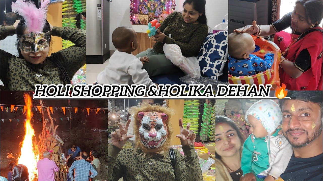 Evu Ki 1st Pichkari 🔫🤩Holi Shopping 🫟🛍️+ Holika Dehan🔥 vlog || Kinnarr Ne Diya Evu Ko Ashirwad👏#yt 