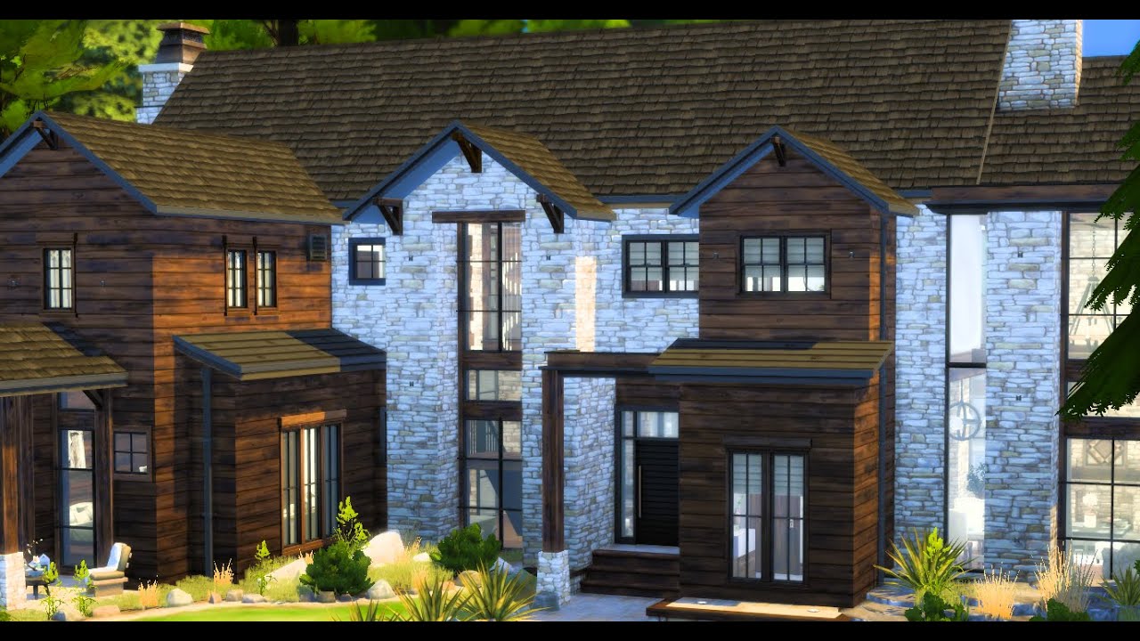 Sims 4 Modern Chalet With Rustic Design | Granite Falls | NO CC | Stopmotion