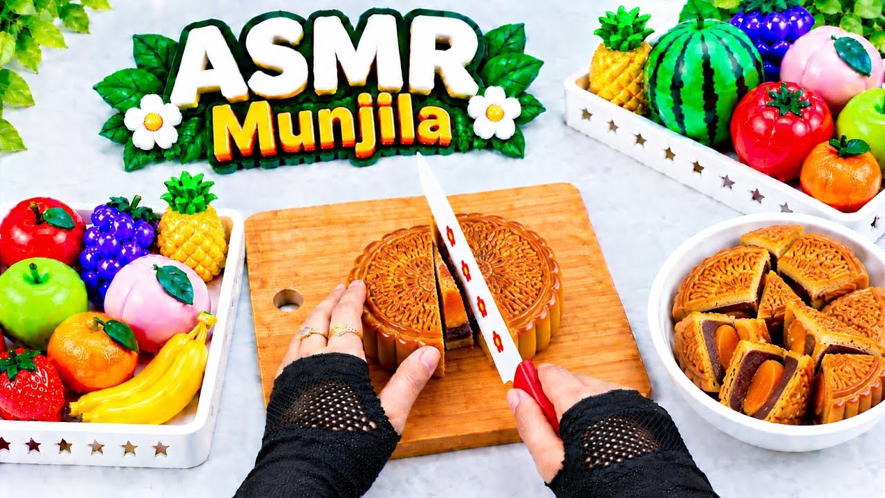 Soft ASMR Fruit Sounds 🥮🍎🍗