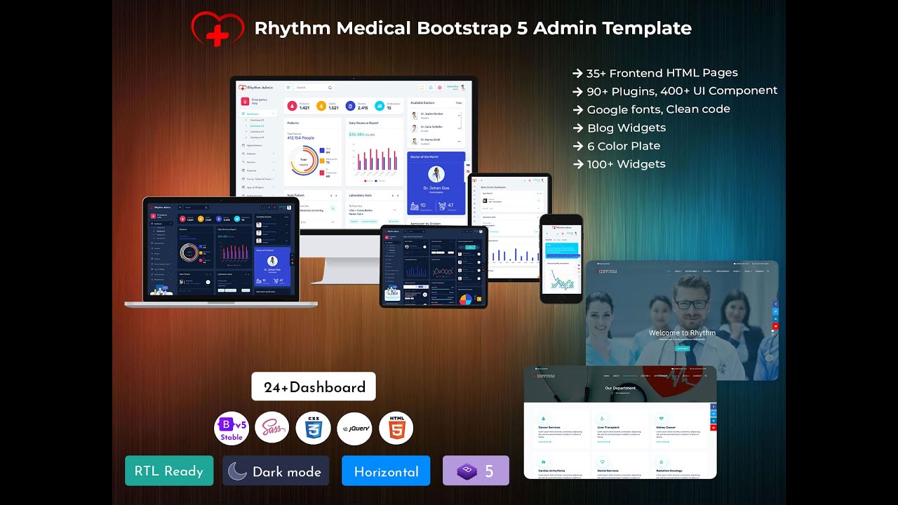 Medical Admin Dashboard Responsive Web Application Kit &ndash; Rhythm