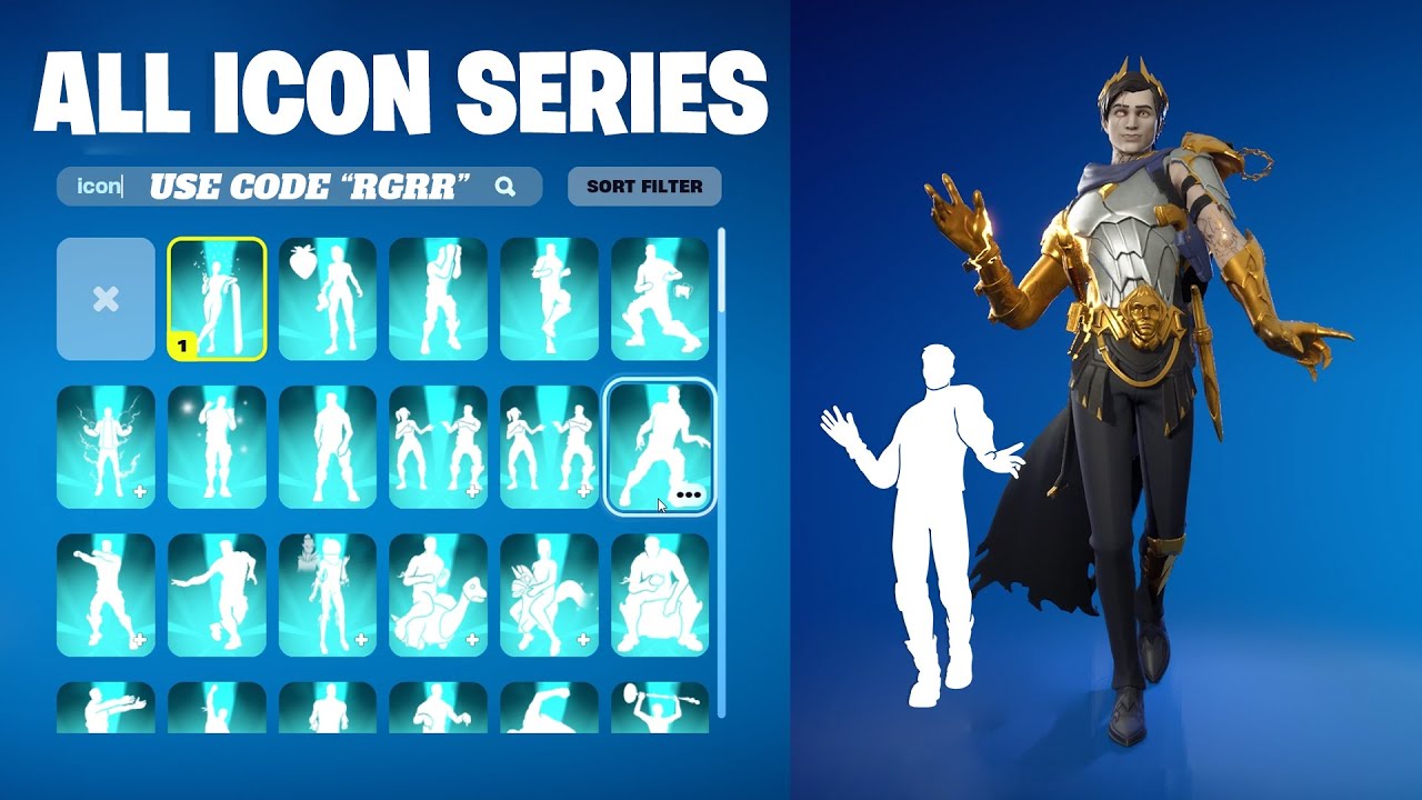 ALL FORTNITE ICON SERIES & NEW TIKTOK EMOTES (ASCENDANT MIDAS!)