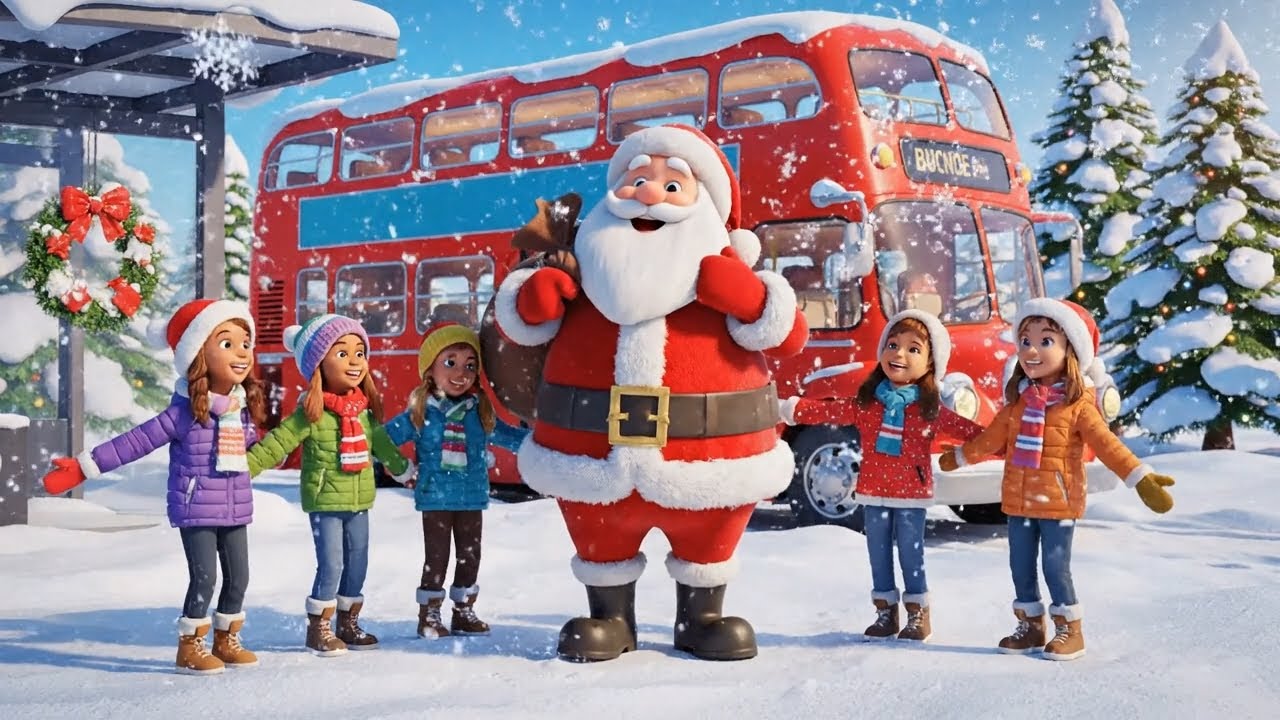 Christmas Wheels on the Bus 🎄🚌 | Jingle Bells & Santa Claus | Nana - Nursery Rhymes