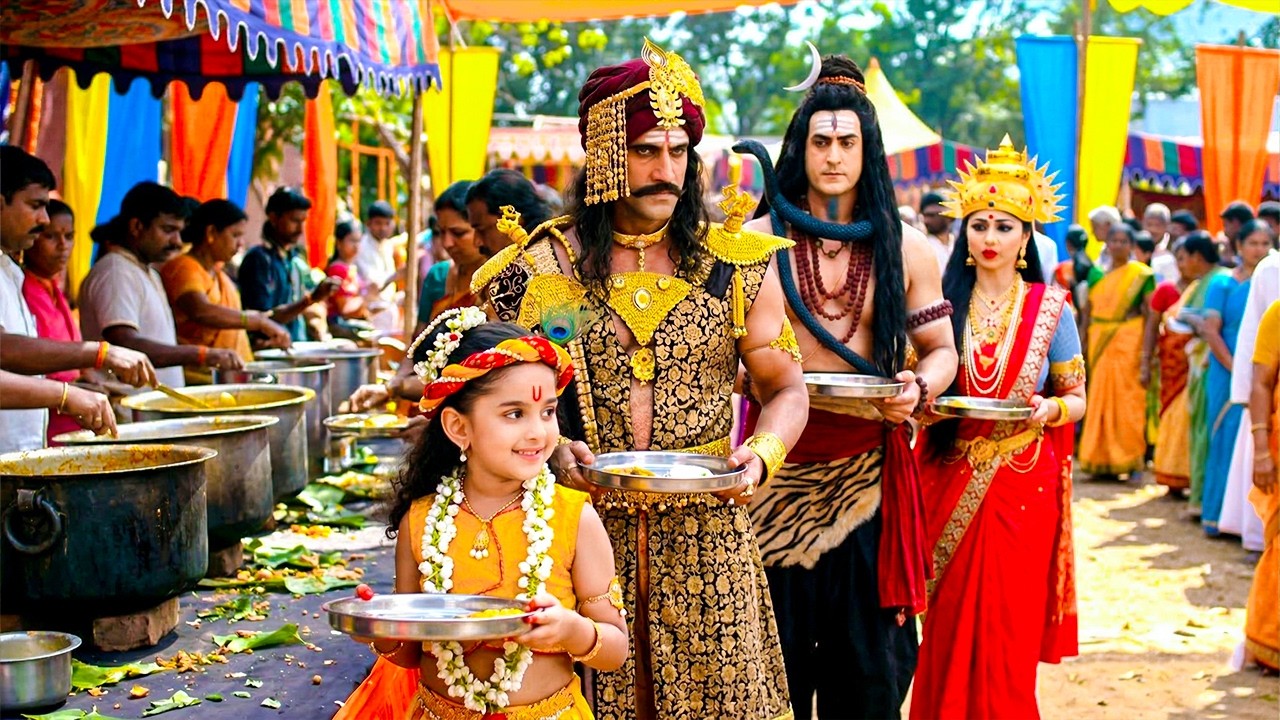 बाल कान्हा, महादेव और माँ पार्वती भंडारे में भोजन करने गए | यशोमती मईया के नंदलाला | Shree Krishan