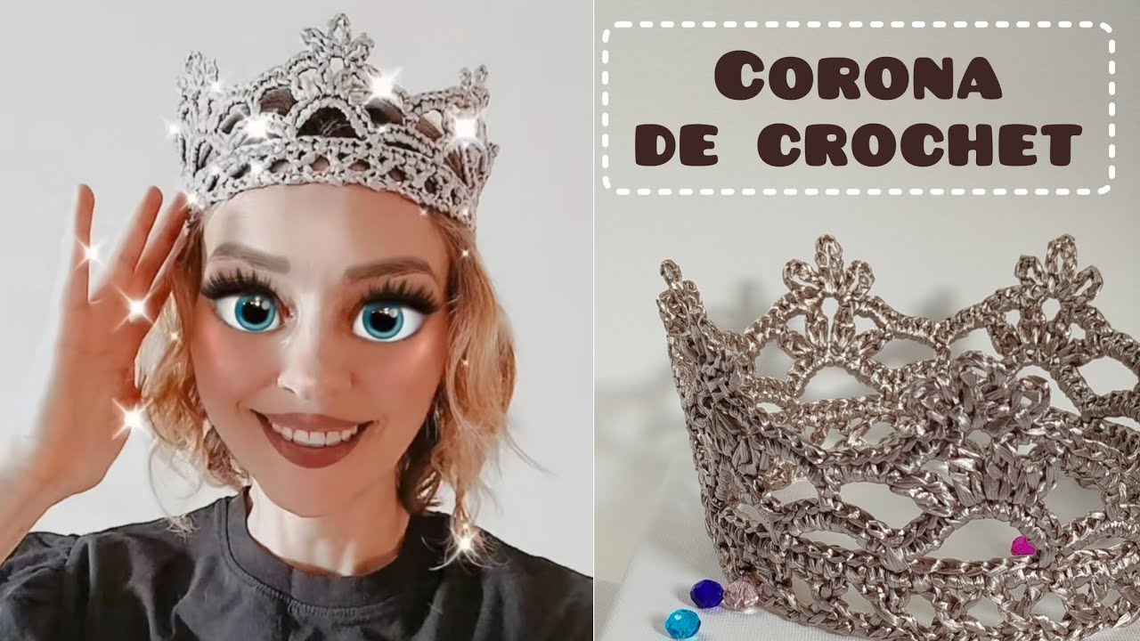 Corona tejida con rafia a crochet fácil paso a paso. Корона. Krone. Couronne. Coros. Disfraz.
