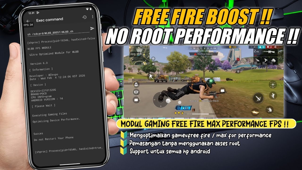 Update modul gaming performance free fire max non root universal all android