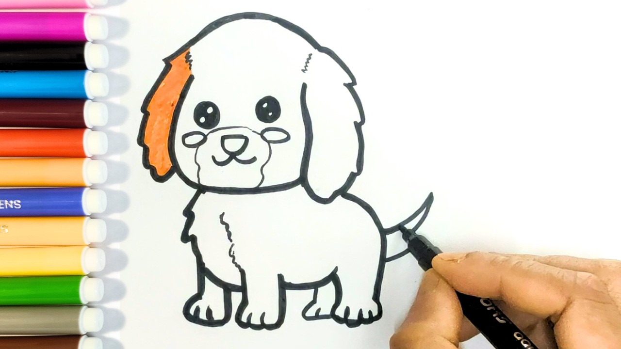 How to Draw a Cute Puppy for Kids 🐶 | Easy Puppy Drawing & Coloring Step by Step