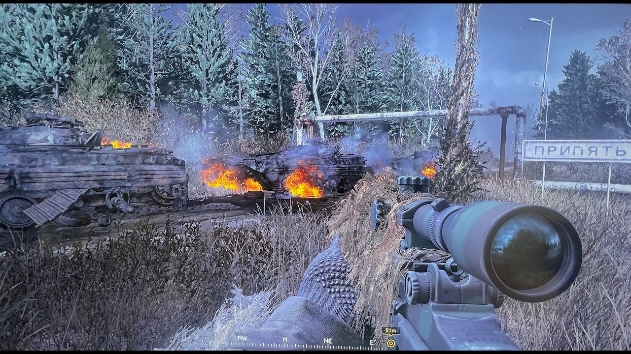 Call of Duty: Modern Warfare How to destroy all the BMP-1's in Pripyat Chernobyl all Gillied up