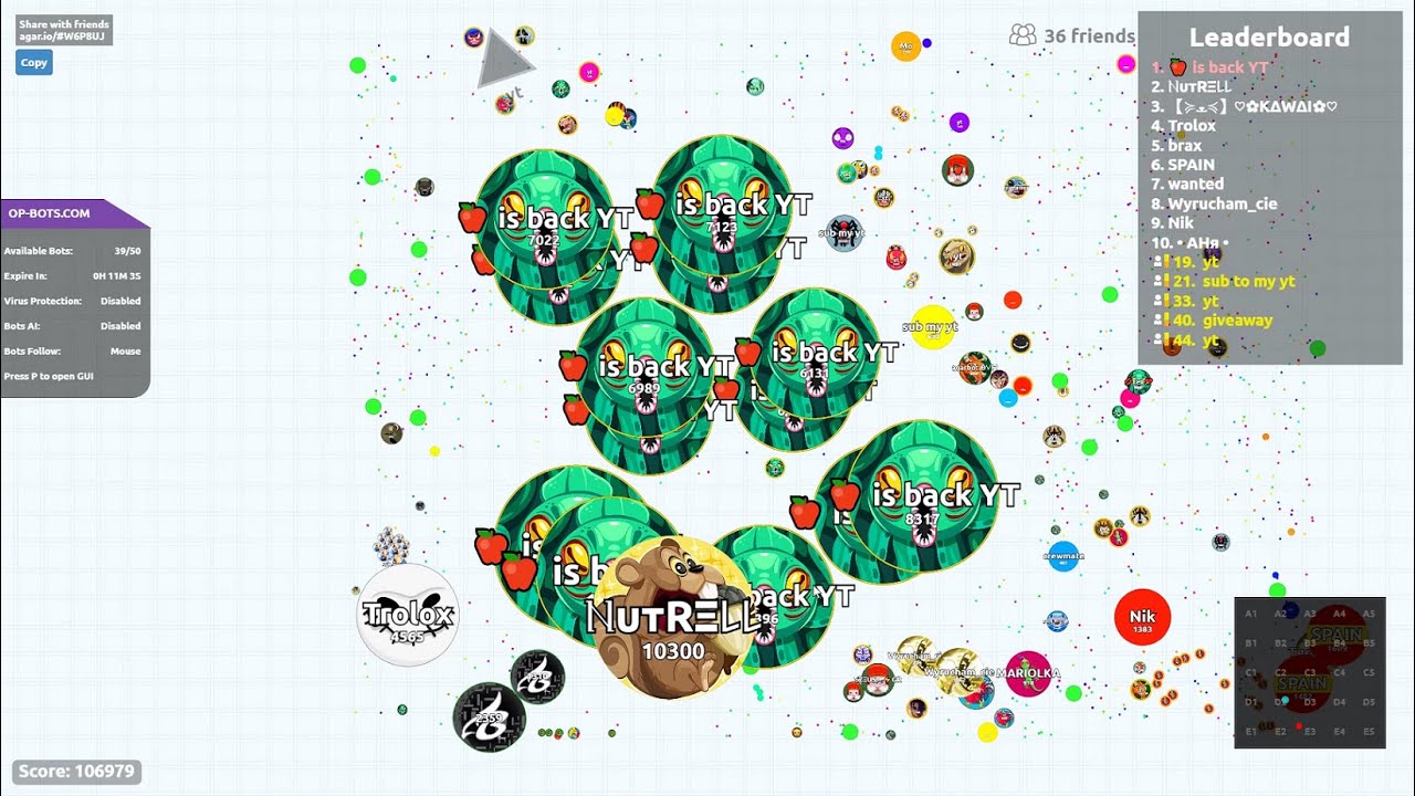 AGARIO TAKEOVER WITH BOTS #13 // OP-Bots.com