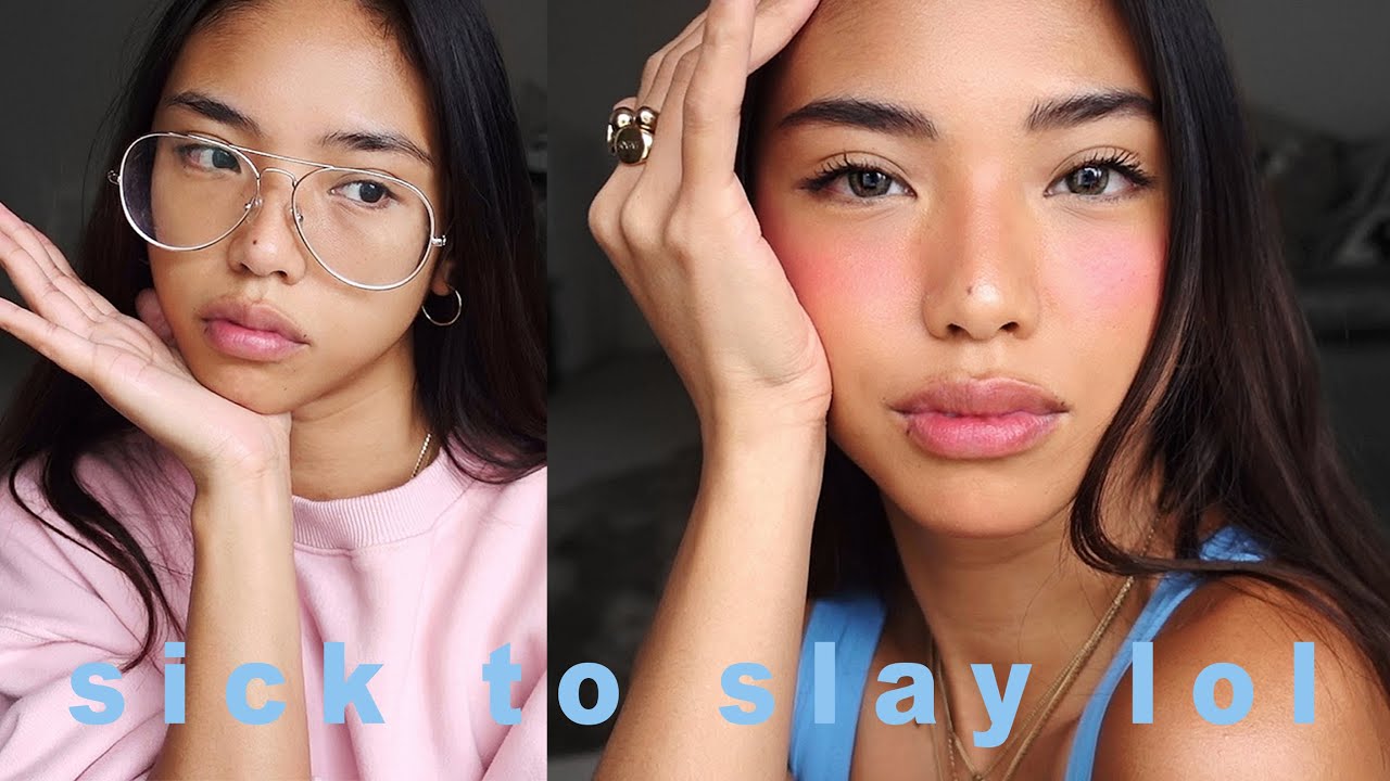 DRUGSTORE MAKEUP TUTORIAL | struggling to look cute while sick lol | rachelteetyler