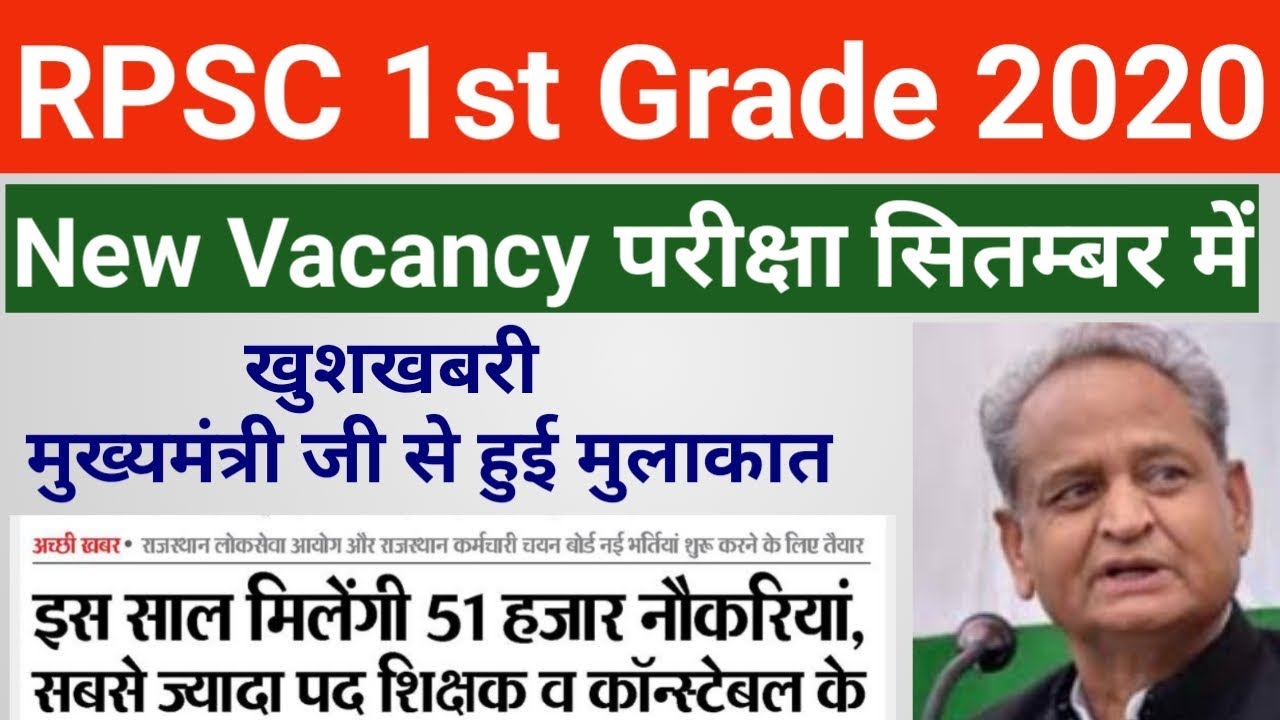 RPSC 1st Grade New Vacancy 2020 | 1st Grade Latest News Today
