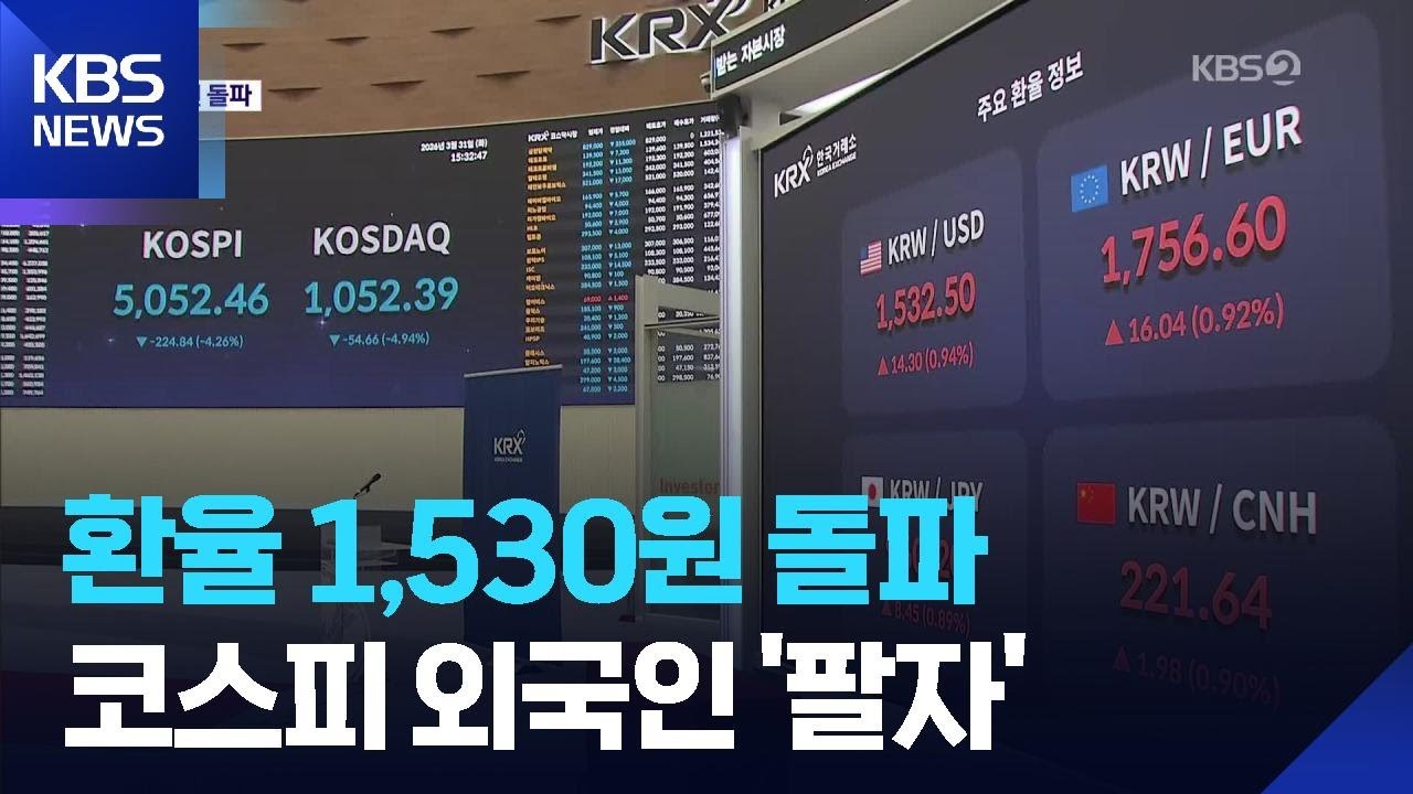 원&middot;달러 환율 1530.1원&hellip;코스피도 4% 급락 / KBS  2026.03.31.