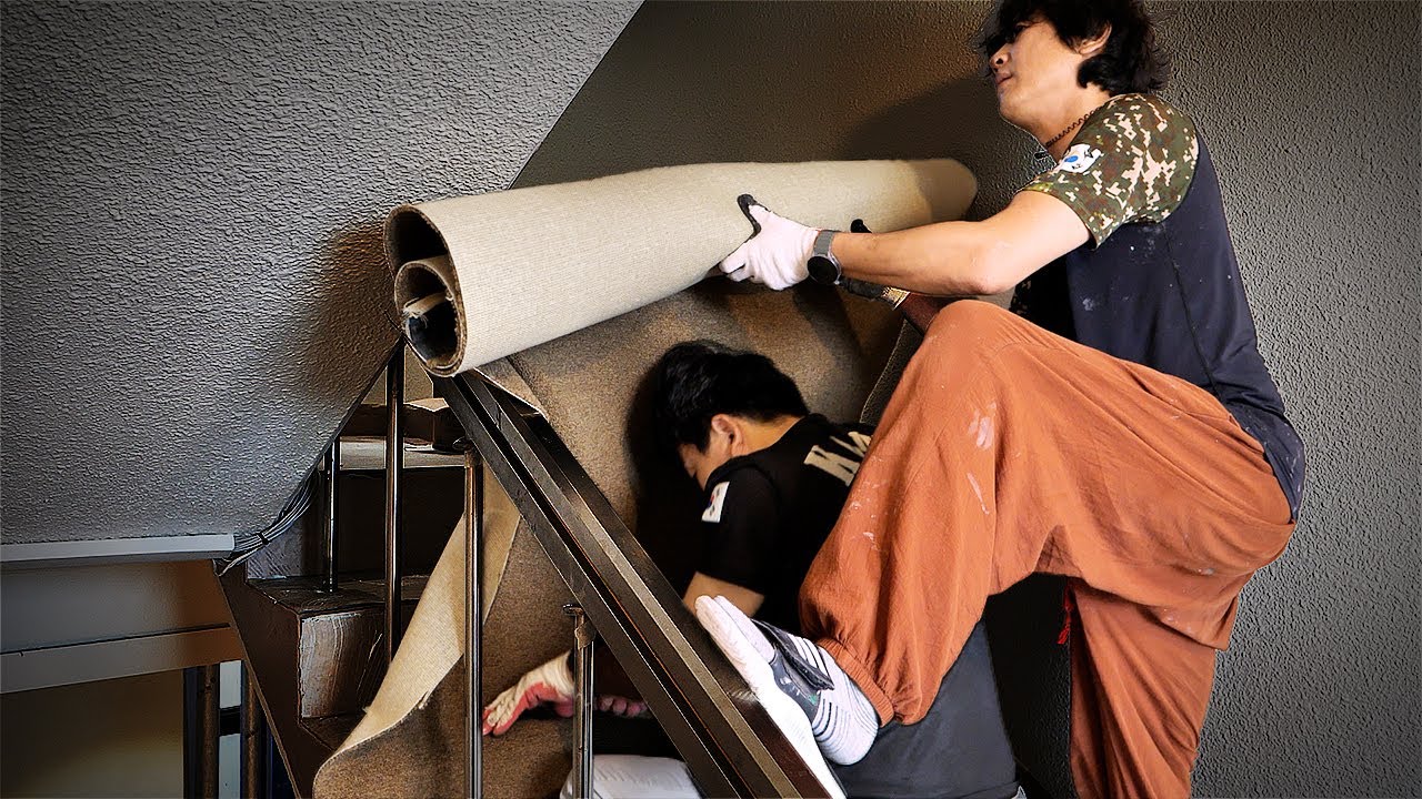 카페트 계단 시공이 어렵다고? 지하에서 6층까지 20년지기들끼리 놀면서 함 ㅋ