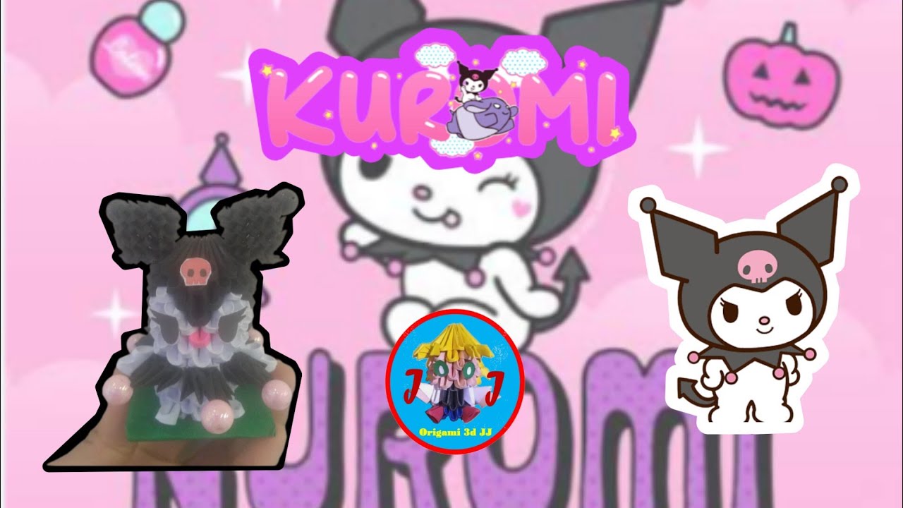 Como Hacer A KUROMI 🐰🖤🤍 De HELLO KITTY 🐱🤍 De Origami 3D / Origami 3D JJ