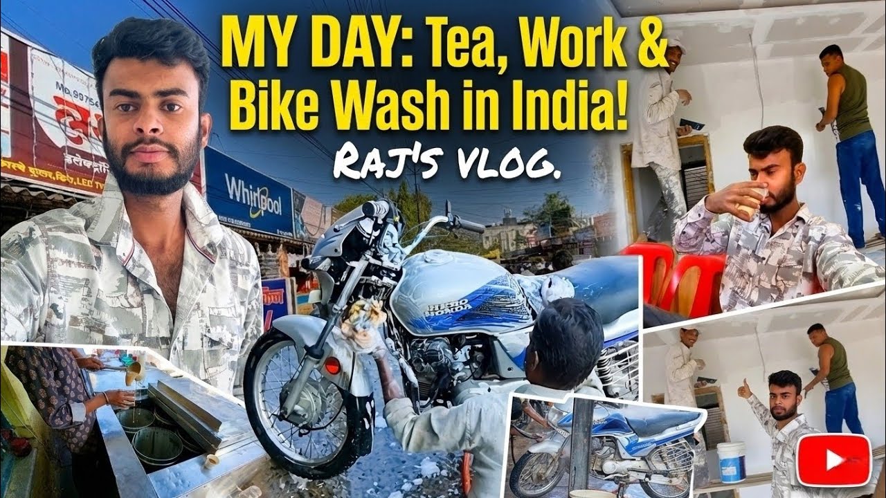MY DAY in India 🇮🇳 | Enjoying Morning Tea ☕ & Bike Wash 🏍️