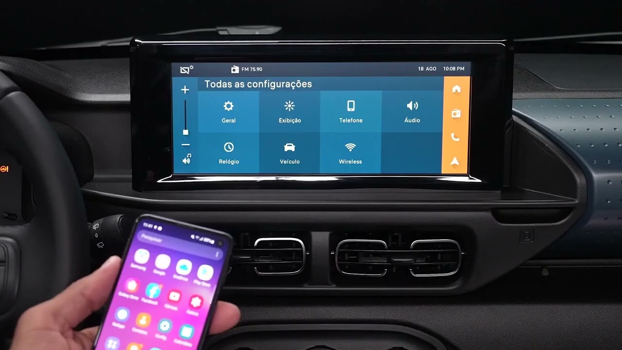 Citroën C3 - Espelhamento Android Auto e Apple Carplay VIA CABO