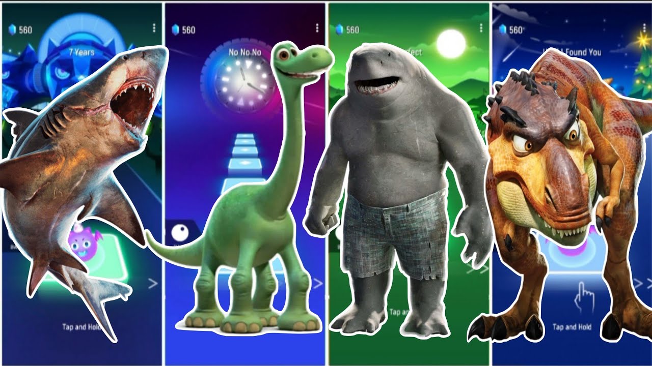 Jurassic World Two Shark 🆚 Dinosaur 🆚 Trex  || Coffin Dance Song Tiles Hop Edm Rush