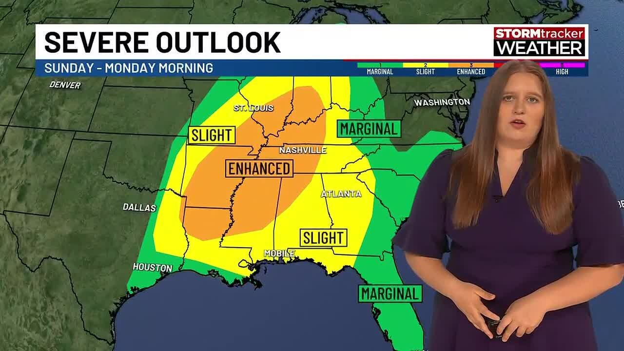 Expect warm conditions Sunday, then strong to severe storms possible Sunday night