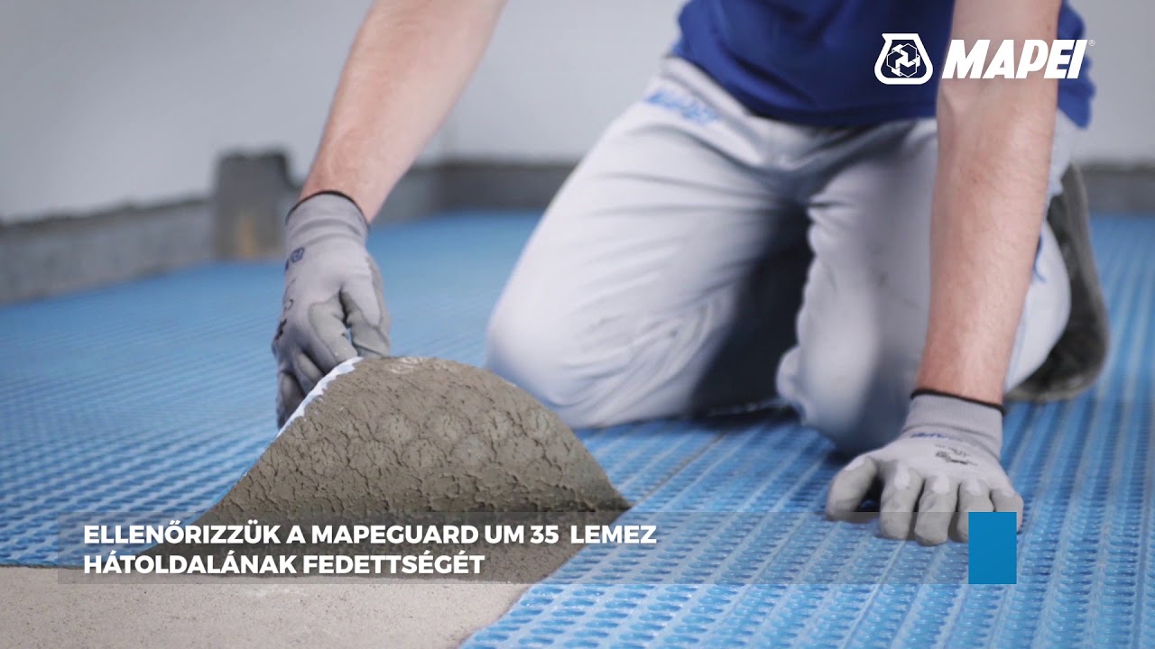 Mapeguard Um 35 feszültségleépítő és repedésáthidaló lemez beépítése teraszokon, erkélyeken.