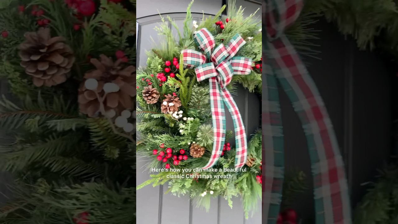 Как сделать классический рождественский венок 🎄 #рождественскоерукоделие #венкодел #венок #рождес...