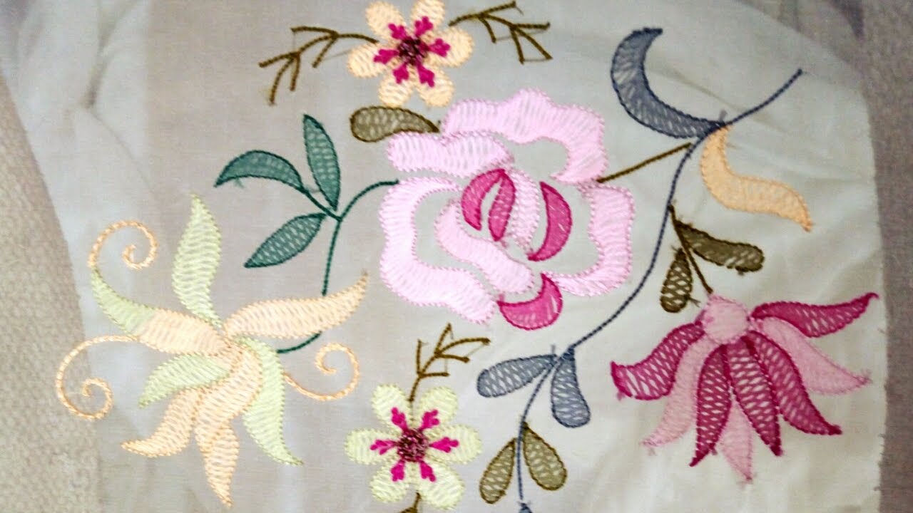 Hand Embroidery : Shadow Embroidery Work With Silk Thread And French Knots