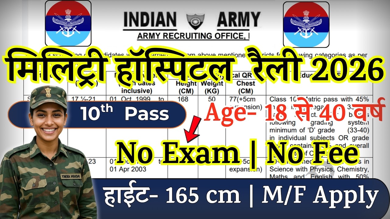 ARMY Hospital Recruitment 2026 Notification | Army Hospital New Vacancy 2026 | March Bharti| 10th