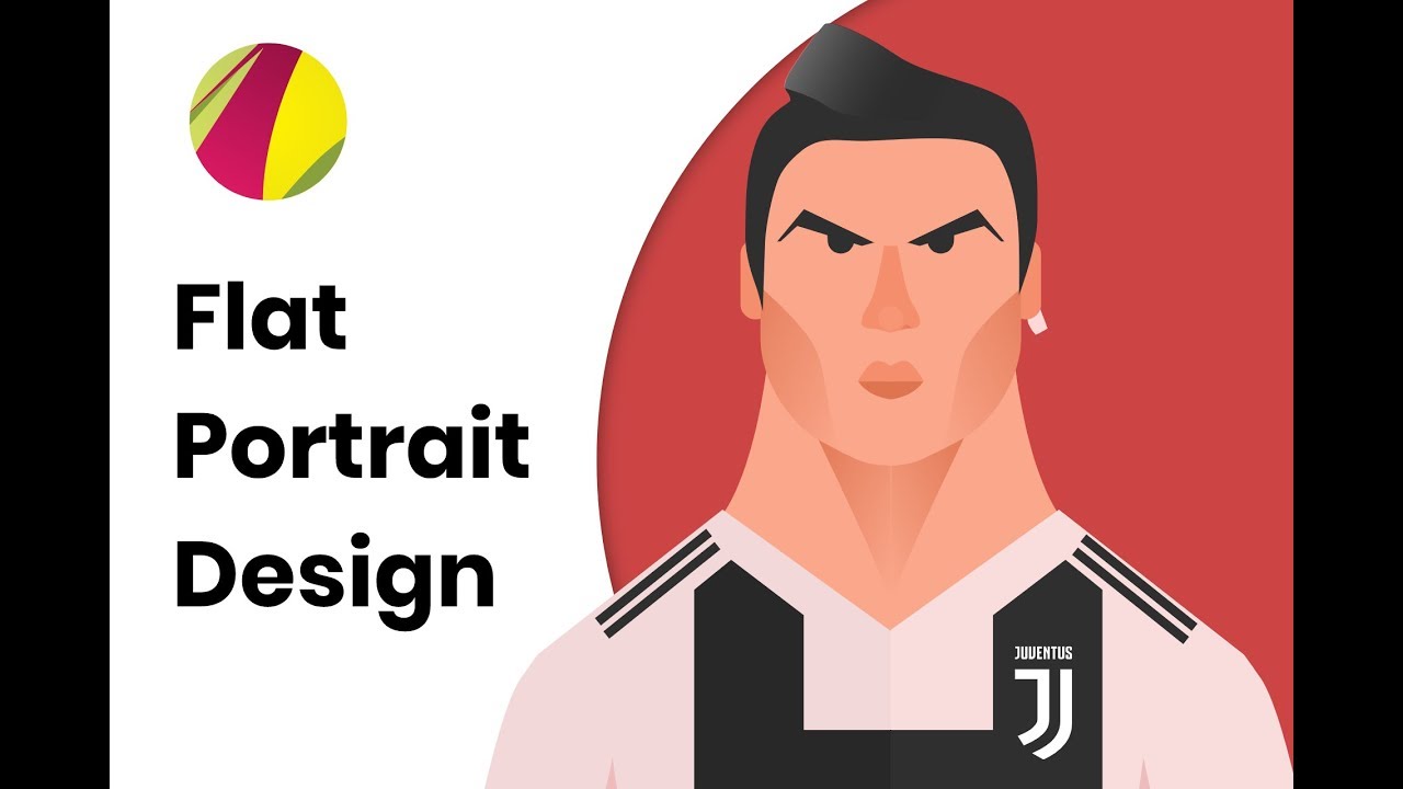 How to Create a flat design portrait in Gravit. Cristiano Ronaldo flat illustration full process