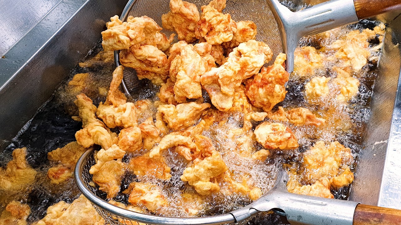 Самая популярная хрустящая жареная курица в Корее! Сладкая жареная курица, гигантская целая курица