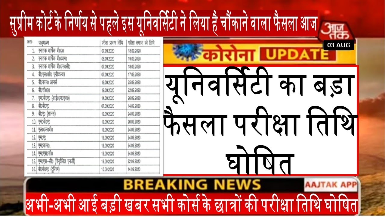 final year exam news today latest update | University exam 2020 datesheet | College exam news 2020