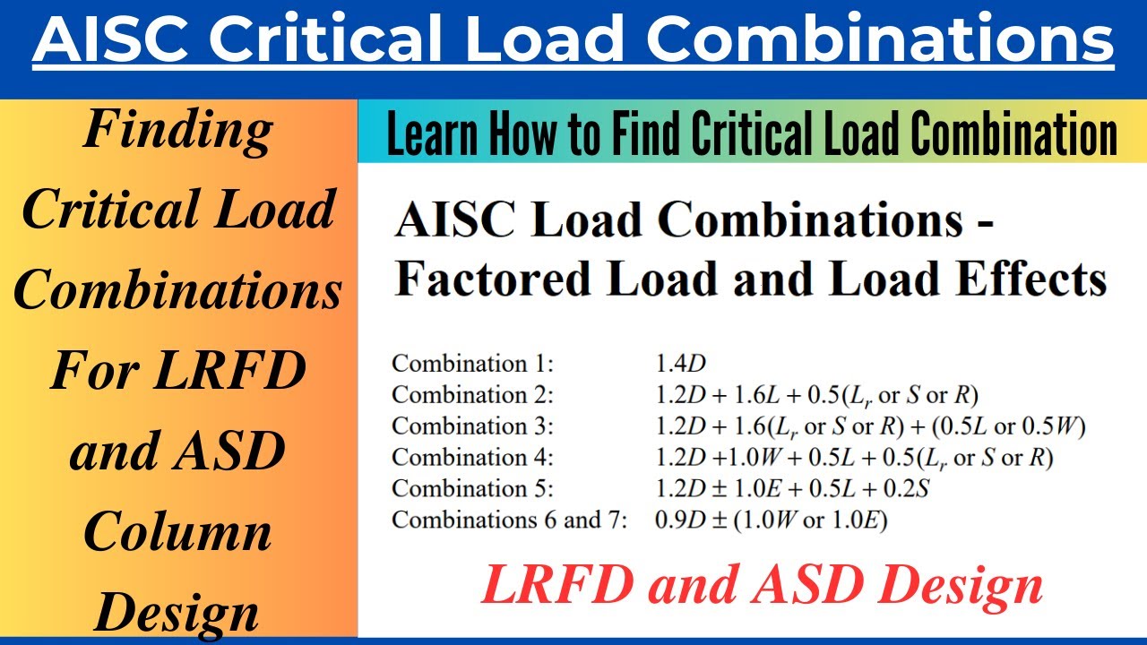 AISC Critical Load Combinations For LRFD and ASD Design of Columns| Solved Problem