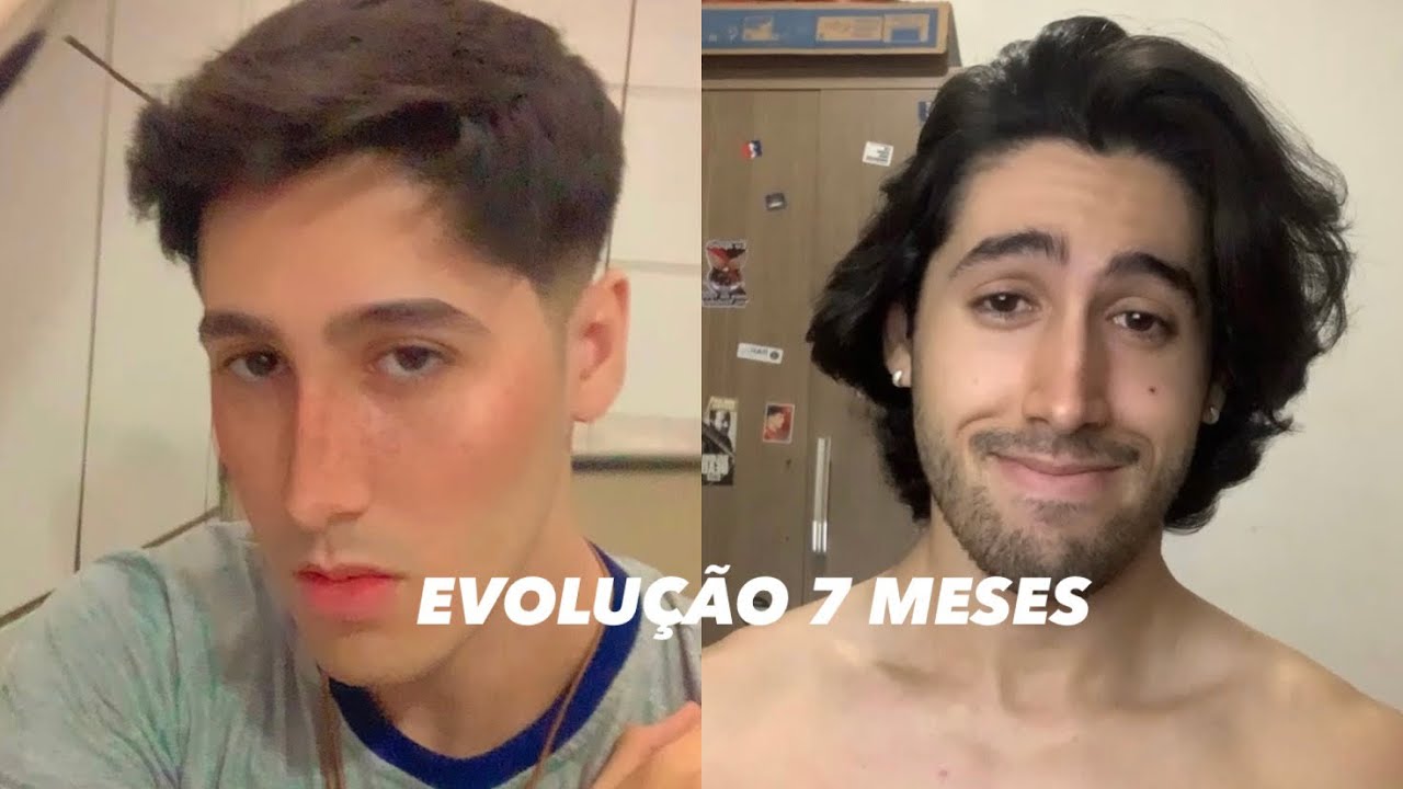 7 MESES DEIXANDO O CABELO CRESCER evolução cabelo grande masculino