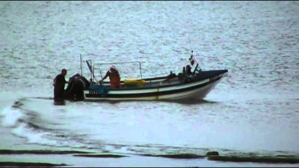 Nicola Jayne fishing boat being launched at Redcar, July 2011