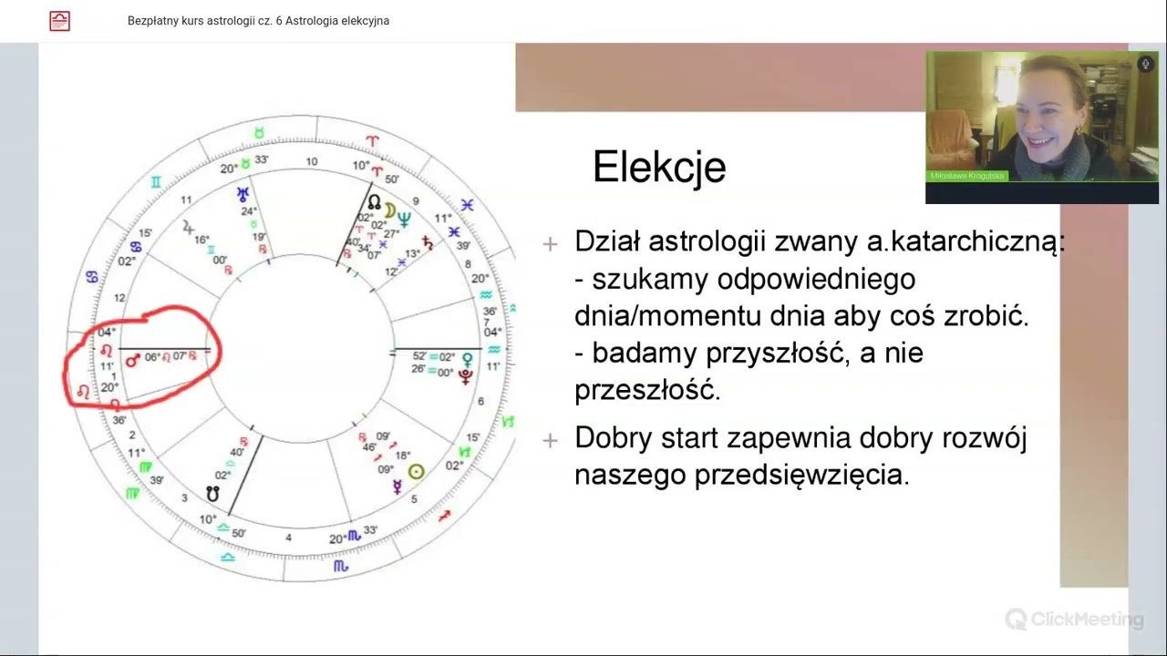 Bezpłatny kurs astrologii cz. 6 Astrologia elekcyjna Miłosława Krogulska